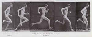 The Human Figure in Motion: Noen faser av å løpe for et løp (s/hvitt-bilde) av Eadweard Muybridge