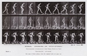 The Human Figure in Motion: Woman, crossing on "ste-stones" (s/hv-bilde) av Eadweard Muybridge