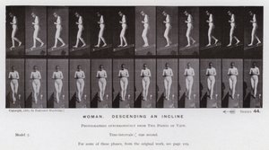 Den menneskelige figuren i bevegelse: Kvinne, nedover en skråning (s/hvitt-bilde) av Eadweard Muybridge