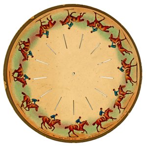 zoopraxiscope-skive som viser en hest som galopperer, 1893 av Eadweard Muybridge