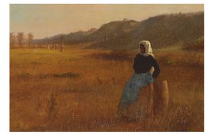 Ved avslutningen av dagen, ca. 1878-80 (olje om bord) av Eastman Johnson