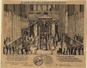 Kroningen av kong Ferdinand II som romersk keiser. 1619 av Eberhard Kieser