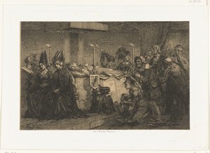 Mary of Burgundy på sin staselige seng av Edgar Alfred Baes