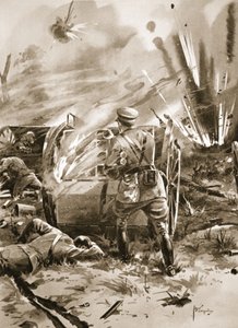 Major Warren fjerner patroner fra en brennende ammunisjonsvogn med stor personlig risiko av Edgar Alfred Holloway