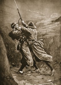 Menig Lavin kjemper med en tyrkisk bombefly i en britisk sevje ved Suvla Bay, Gallipoli av Edgar Alfred Holloway