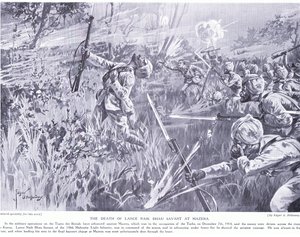 Lance Nak Bhau Savants død ved Mazera på Tigris desember 1914 av Edgar Alfred Holloway