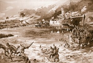 Den berømte landingen fra 'River Clyde' ved V Beach