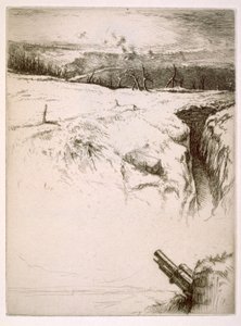 Nord-Frankrike: forlatte skyttergraver etter første verdenskrig (etsing) av Edgar Chahine
