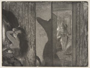 Skuespillerinner i garderobene deres, 1879-80. av Edgar Degas