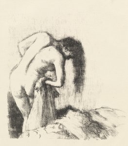 Etter badet Forlater badet Liten tallerken, ca. 1891. av Edgar Degas