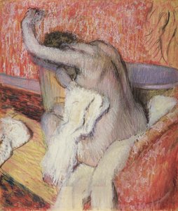 Etter badet, kvinne tørker seg, ca. 1889-90 (pastell)