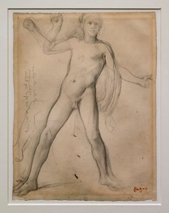 Alexander og ben studerer. Rundt 1859-1861. Svart blekk og grafitt på papir av Edgar Degas