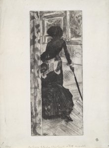 Au Louvre: La Peinture (Mary Cassatt), c.1879-80 (etching and aquatint) av Edgar Degas