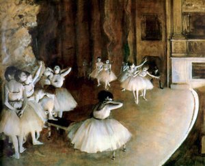 Ballettøvelse på scenen, 1874. av Edgar Degas