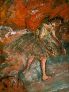 Ballettscene (detalj). Omkring 1890. Olje på papir, laminert på panel. av Edgar Degas