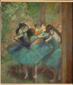 Blå dansere (olje på lerret) av Edgar Degas