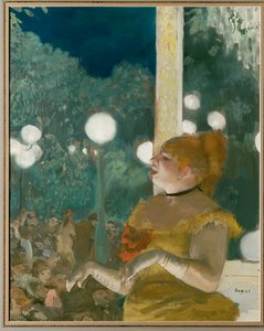 Kafékonsert: Hundens sang (gouache og pastell på monotypi) av Edgar Degas