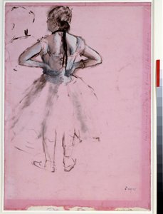 Danser fra ryggen, hendene på hoftene Essence på rosa papir av Edgar Degas (1834-1917) 1873 Dim. 0,39 x 0,27 cm Paris, Musée du Louvre av Edgar Degas