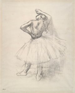 Danser stående, høyre arm hevet? (Stående danser, høyre arm hevet) av Edgar Degas