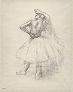 Stående danser, høyre arm hevet, ca. 1891 (motsikker på tegning på papir) av Edgar Degas