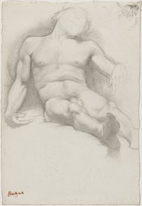 Studie - Liggende naken mann av Edgar Degas