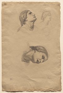 Fire studier av hodet til en ung italiensk kvinne, 1856. av Edgar Degas