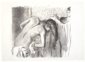 Komme ut av badekaret (stort bord) av Edgar Degas
