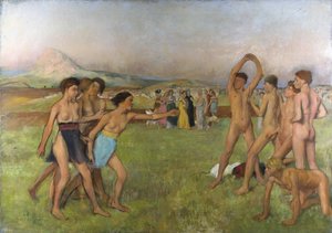 Små spartanske jenter som provoserer gutter. Rundt 1860-1862, Olje på lerret av Edgar Degas