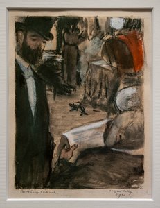 Ludovic Halevy finner Madame Cardinal i et omkledningsrom. Rundt 1876-1877. Pastell og blyant på monotypi. av Edgar Degas
