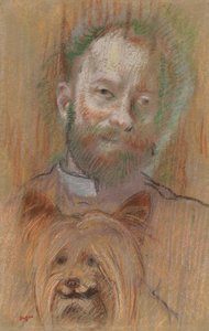 Ludovic Lepic holder hunden sin, 1889 av Edgar Degas