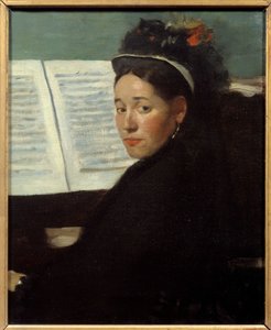 Mademoiselle Dihau (1843-1935) pianist av konsertspalten, ved piano Maleri av Edgar Degas (1834-1917) 1869 Søn. 0,45x0,32 m Paris, musee d