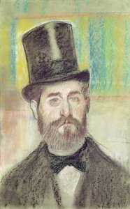 Mann i en operahatt (pastell på papir) av Edgar Degas
