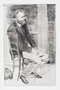 Manet sittende, vendt mot høyre av Edgar Degas