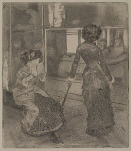 Mary Cassatt ved Louvre: Det etruskiske galleriet av Edgar Degas