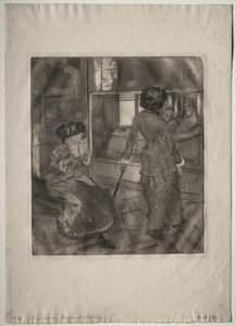 Mary Cassatt ved Louvre: Det etruskiske galleriet, 1879-1880. av Edgar Degas