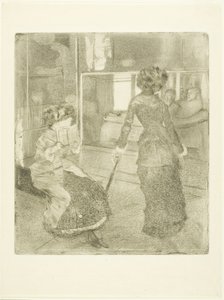 Mary Cassatt ved Louvre: Det etruskiske galleriet, 1879?-80 av Edgar Degas