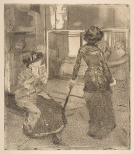 Mary Cassatt ved Louvre: Det etruskiske galleriet, 1879-80. av Edgar Degas