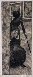 Mary Cassatt ved Louvre, The Paintings Gallery, 1879-80 av Edgar Degas