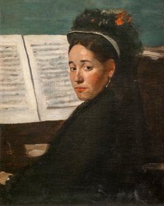 Frøken Dihau ved pianoet. Rundt 1870. Olje på lerret. av Edgar Degas