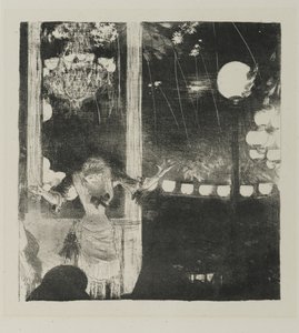 Mlle Becat på Cafe des Ambassadeurs, 1877-78 (lito på vevd papir) av Edgar Degas