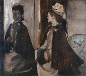 Mrs Jeantaud in the Mirror, ca. 1875 av Edgar Degas
