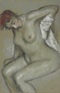 Naken kvinne som tørker seg selv; Naken kvinne tørker seg, 1895