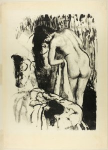 Naken kvinne står og tørker seg av Edgar Degas