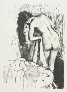 Naken kvinne som står og tørker seg, 1891-1892.