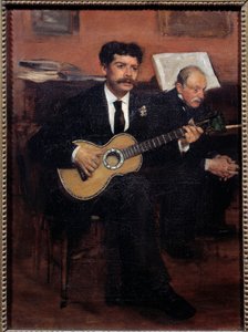 Portretter av Lorenzo Pagans (1838-1883) spansk tenor og Augustus De Gas (1807-1874) far til kunstneren. Maleri av Edgar Degas (1834-1917) av Edgar Degas