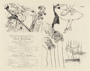 Program for Soiree Artistique (program for kvelden til tidligere studenter ved Lycée de Nantes) av Edgar Degas