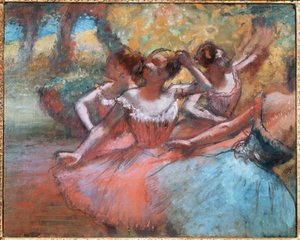 Fire dansere (pastell på papir) av Edgar Degas