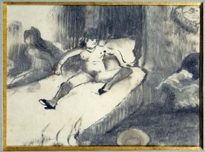 Hvil på sengen En prostituert hviler på sengen sin på et bordell. Maleri av Edgar Degas av Edgar Degas