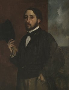 Selvportrett med hevet hatt, ca 1863 av Edgar Degas