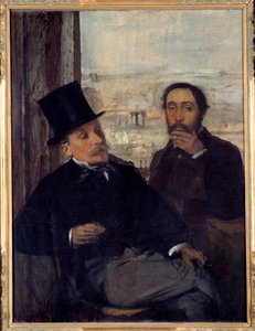 Selvportrett med maleren Evariste de Valernes (1816-1896) Edgar Degas representerte seg selv til høyre. Maleri av Edgar Degas (1834-1917) 1865 Søn. 1,16x0,89 m Paris, musee d
